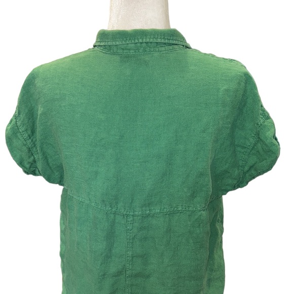Zara Kelly Green Linen Pocket Cropped Blouse - M - Picture 9 of 14